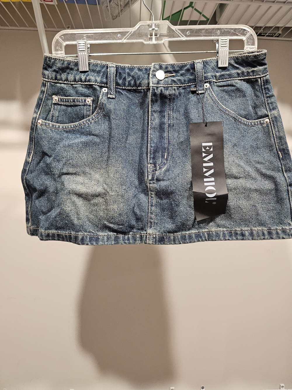 Emmio Denim Mini Skirt in Washed Blue
